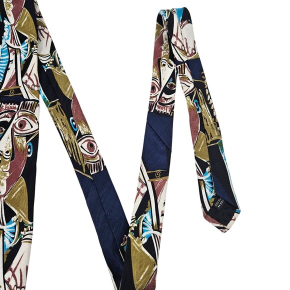 Picasso Collection Mens Necktie Silk Homme Assis 1995 Faces Italy Art Fashion - Picture 8 of 10
